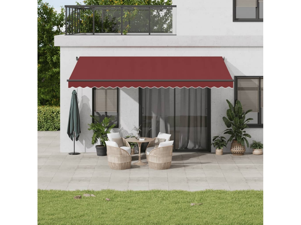 Vidaxl Toldo Retrátil Automático Com Luzes Led 500x350 Cm Bordô