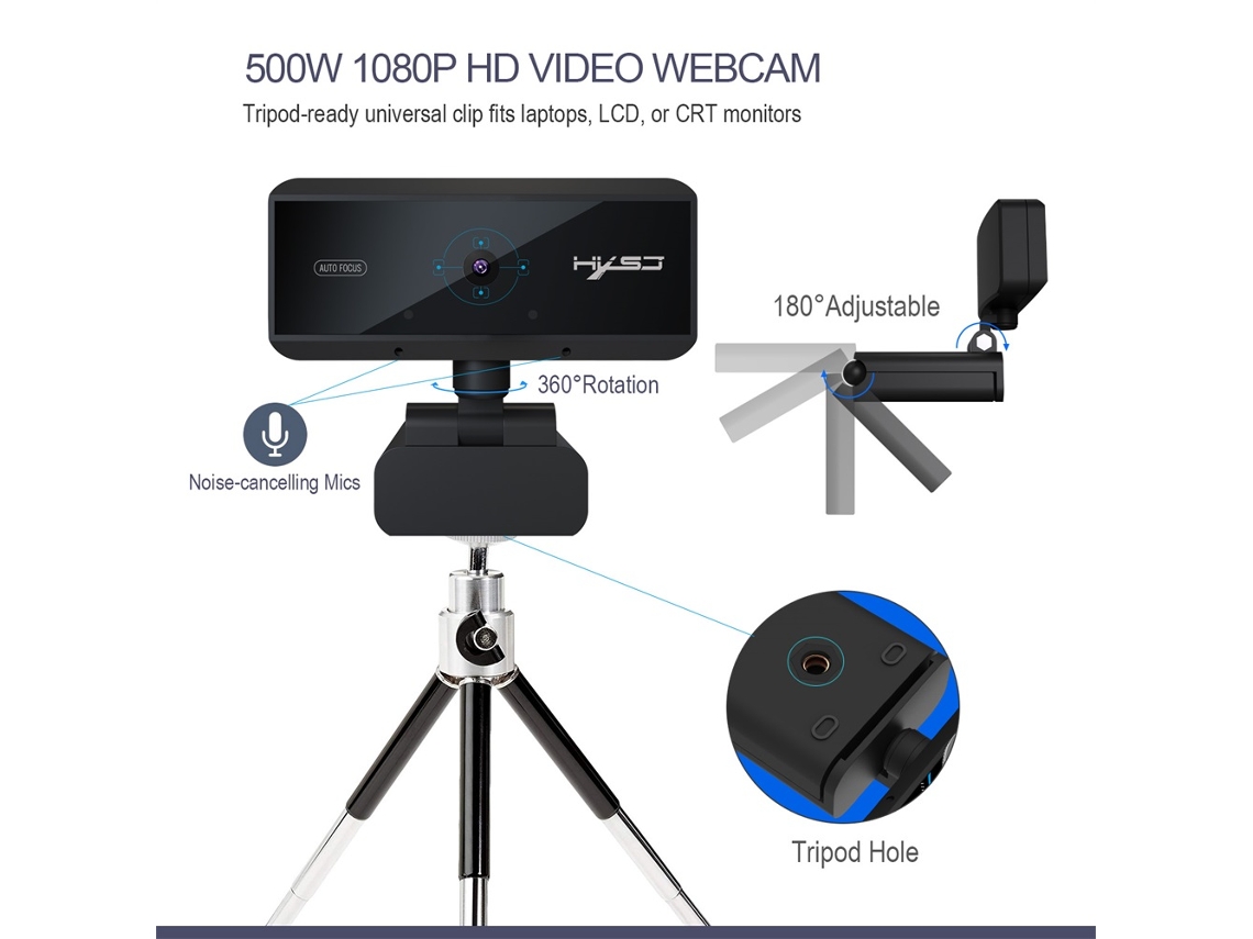 Hxsj S3 Webcam 5mp Com Focus Automático 1080p Com Microfone E Capa De Privacidade Para Pc E Laptop
