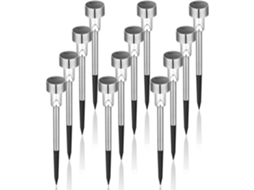 Luminária solar de solo em aço inox, para jardim, pátio, gramado com iluminação Led AQUAFORGE