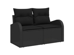 Conjunto 1 Sofá De Jardim Vidaxl Preto Vime Pe (124 X 62 X 69cm)