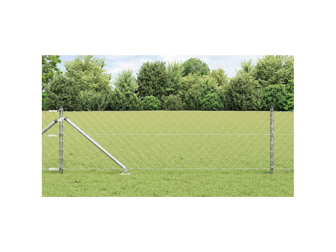 Vidaxl Cerca De Cadeia Com Pontas 25 X 0,8 M Aço Galvanizado Prateado