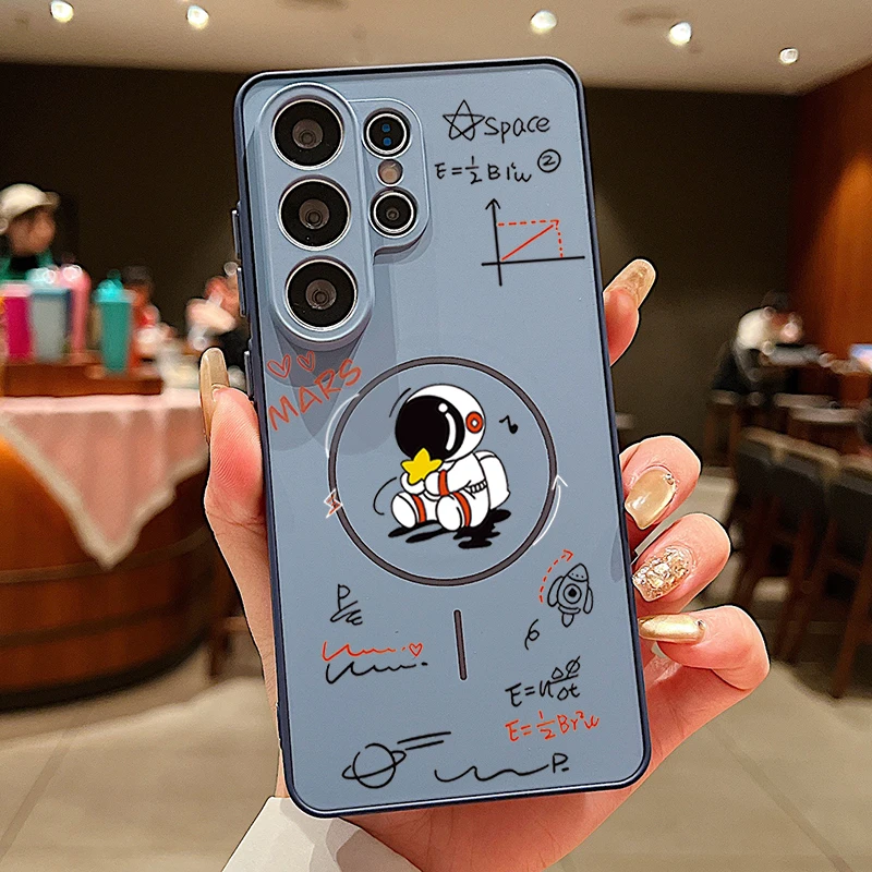 Capa Magnética Para Celular Samsung Com Estampa De Astronauta (azul).