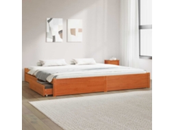 Vidaxl Estrutura Da Cama Com Gaveta Com Roda Marrom Cera 200 X 200 Cm