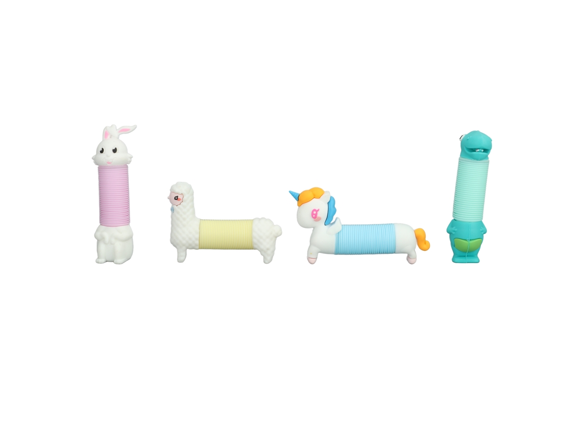 2026horizon Conjunto de 4 Tubos Sensoriais Pop, Brinquedos Elásticos e Expansíveis em Formato de Animais para Alívio do Estresse em Pessoas com Autismo e TDAH