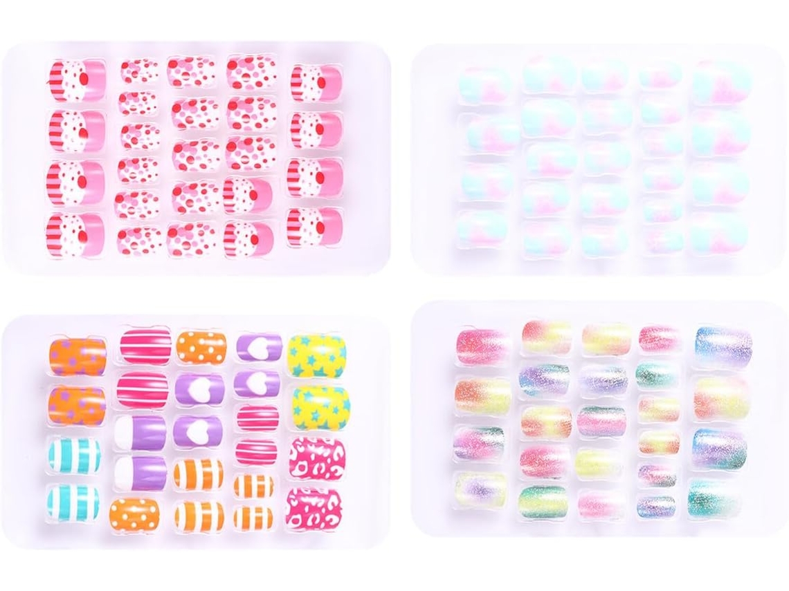 Caixas para Unhas Postiças Fáceis de Aplicar, para Meninos e Meninas, Conjunto de 4 Unidades.