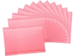 Topbathy 50 Envelopes de Bolhas Pe Rosa para Envio, Embalagem Acolchoada Reforçada, Alta Capacidade Carga, Rem