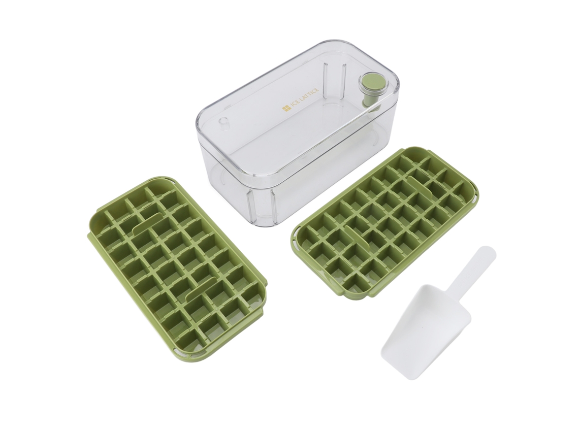 Primerox forma de Cubo de Gelo 64 Compartimentos 2 Camadas com Tampa e Colher para Geladeira