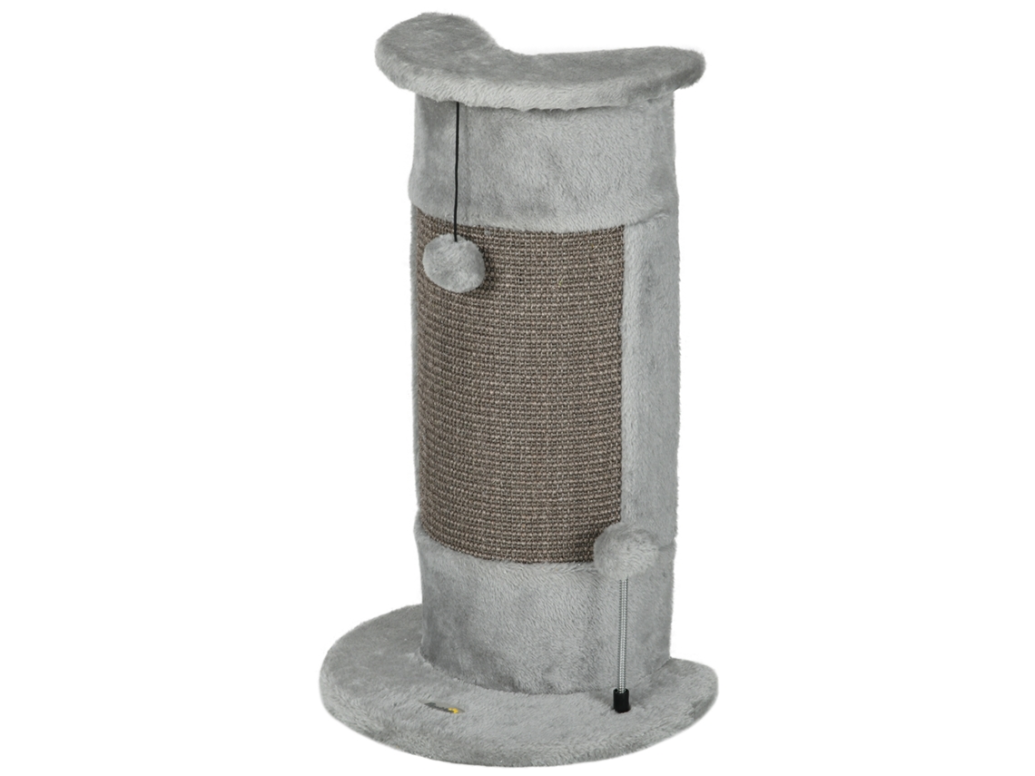 Poste De Arranhar 58 Cm Com Poste De Sisal E Bolas Suspensas 34x25,5x58 Cm Cinza