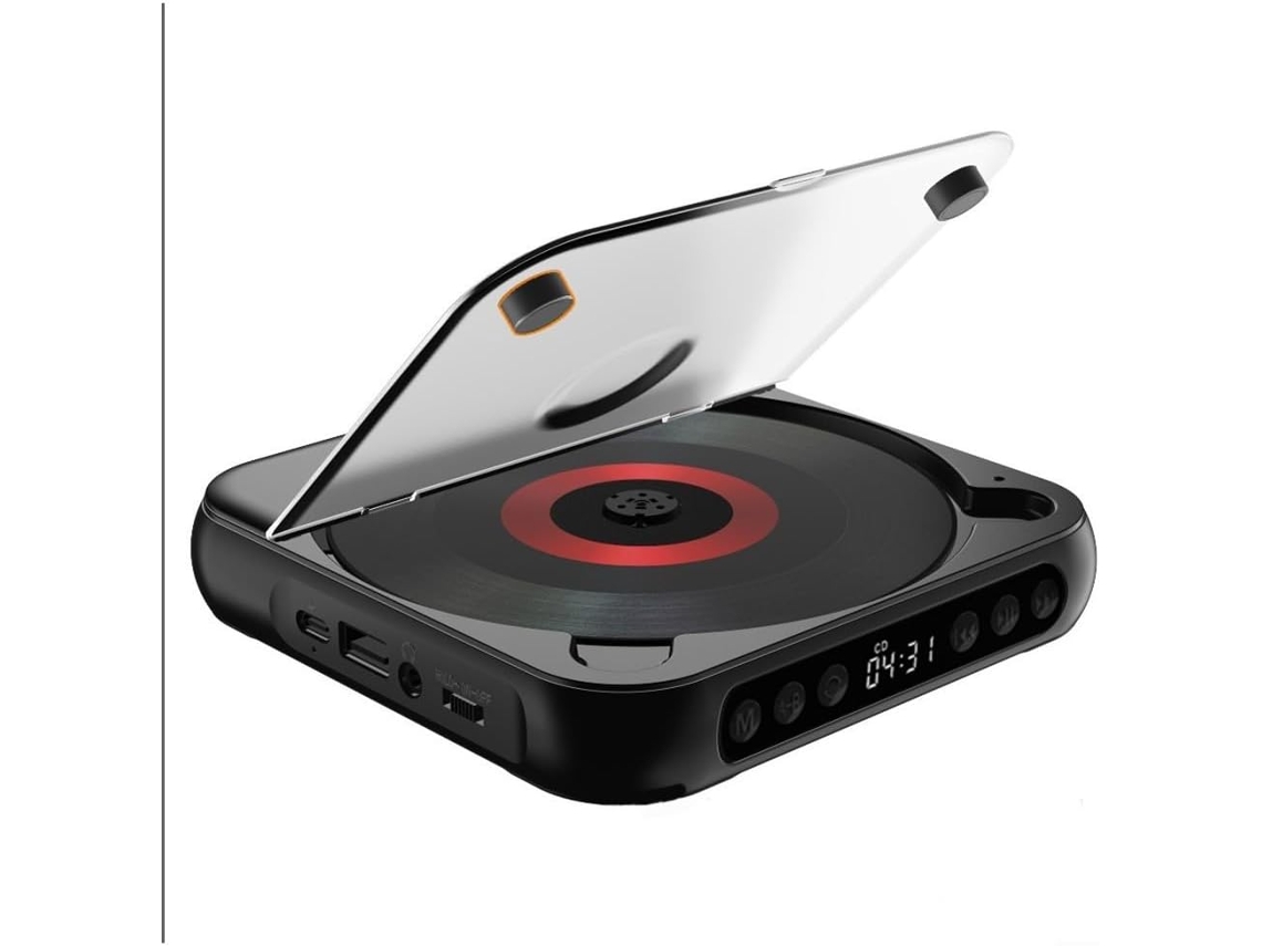 Leitor De Cd Portátil Com Alto Falantes, Bateria Recarregável De 2000mah, Antiderrapante, Compatível Com Cd R Mp3