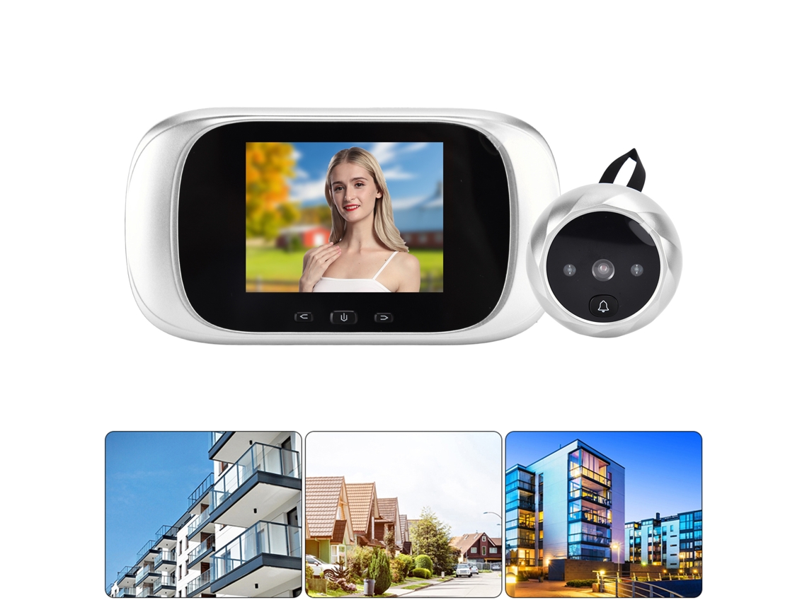 2.8 Polegadas Visor Digital De Porta Com Câmera Buzzer Elétrico Sistema Inteligente De Controle De Acesso Casa Prata