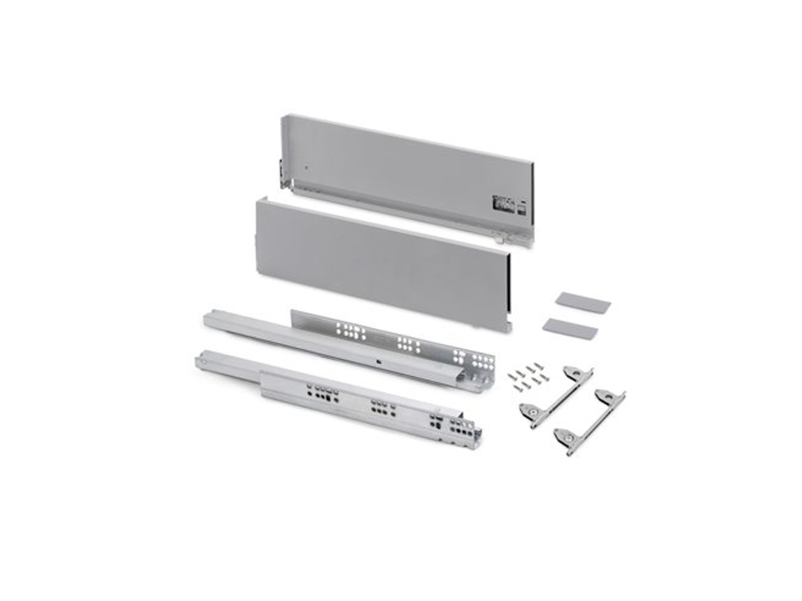 Gaveta Exterior Emuca Vertex Com Regulação 3d De Altura 178mm, 40kg, Profundidade 400mm, Aço, Alumínio Pintado