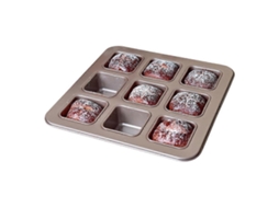 Forma Antiaderente Para Brownies, Mini Cheesecakes, Cupcakes E Bolos Em Barra Com 9 Cavidades.