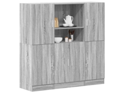 Vidaxl 3 Pcs Armário De Cozinha Conjunto Deriv. Madeira Cinza Sonoma