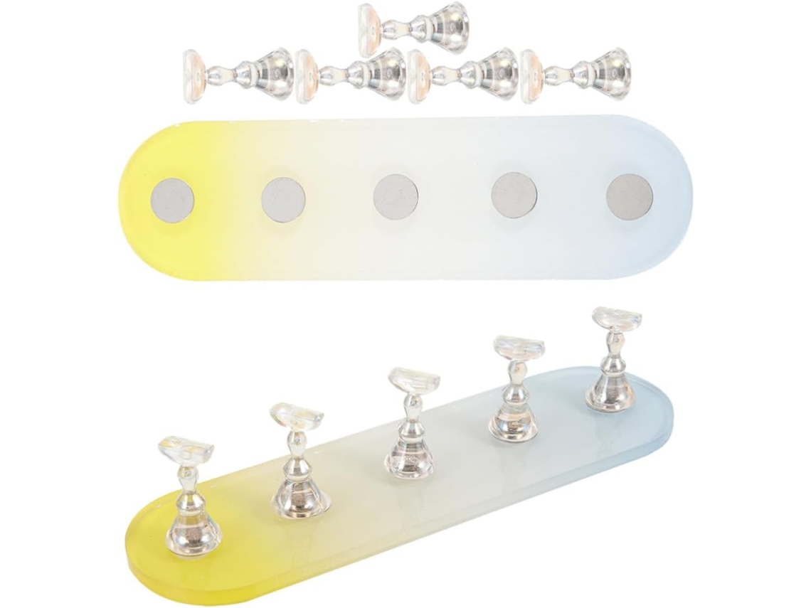 Suporte oval magnético de plástico para treinamento de manicure com 5 pontos.