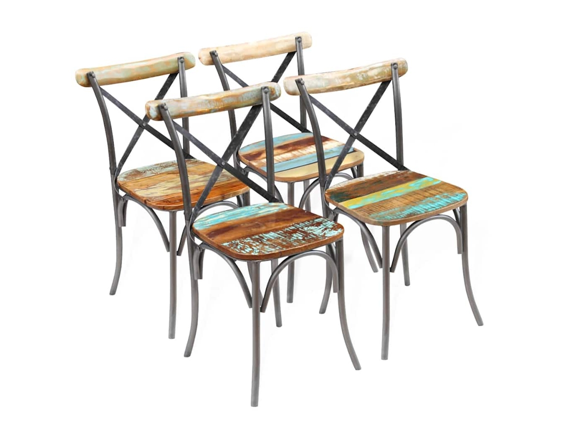Vidaxl Cadeiras De Jantar 4 Pcs Madeira Recuperada Maciça