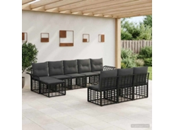 Vidaxl Conjunto De Sofás Para Exterior 9 Unid. Preto E Cinza Escuro