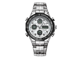 Relógio de pulso masculino elegante com movimento de quartzo (branco)