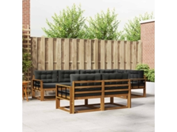 Vidaxl Conjunto De Sofás Para Exterior 7 Pcs Natural E Antracite