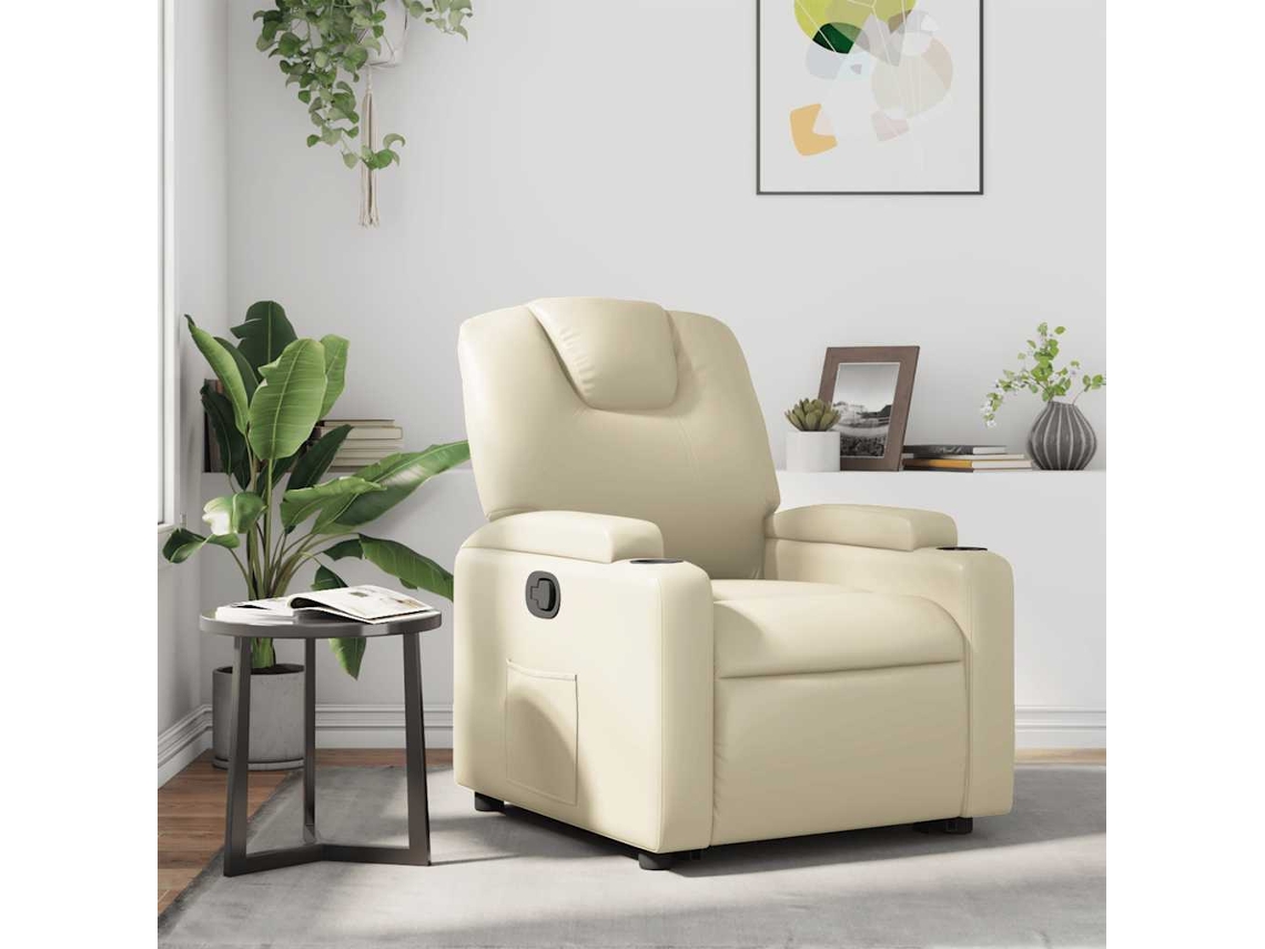 Vidaxl Poltrona Reclinável Couro Artificial Cor Creme