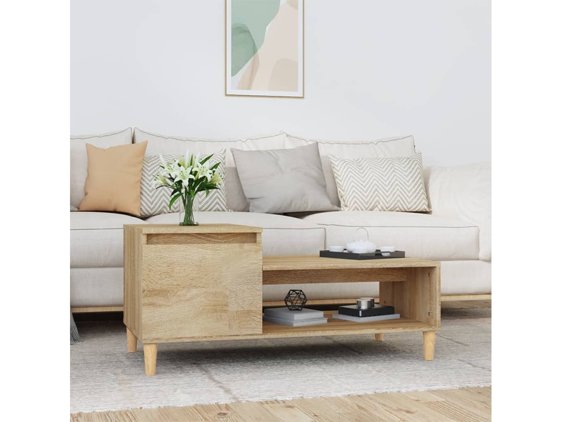 Vidaxl Mesa De Centro 100x50x45 Cm Derivados Madeira Carvalho Sonoma