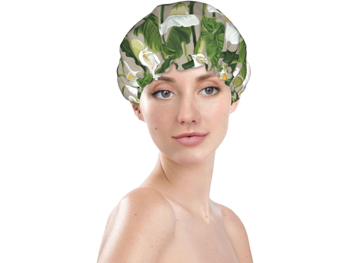 Touca De Banho Feminina, Reutilizável, Impermeável, Dupla Camada, Com Elástico, Ideal Para Cabelos Longos, Linda Touca