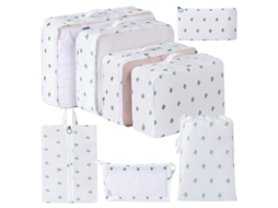 Conjunto De 8 Organizadores De Bagagem Para Viagem, Sacos Organizadores Impermeáveis Para Roupas, Sapatos, Branco