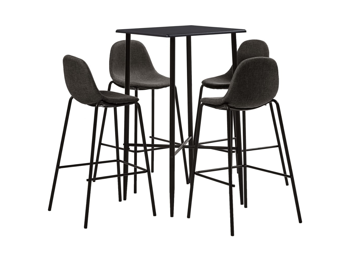 Vidaxl 5 Pcs Conjunto De Bar Tecido Cinzento-escuro