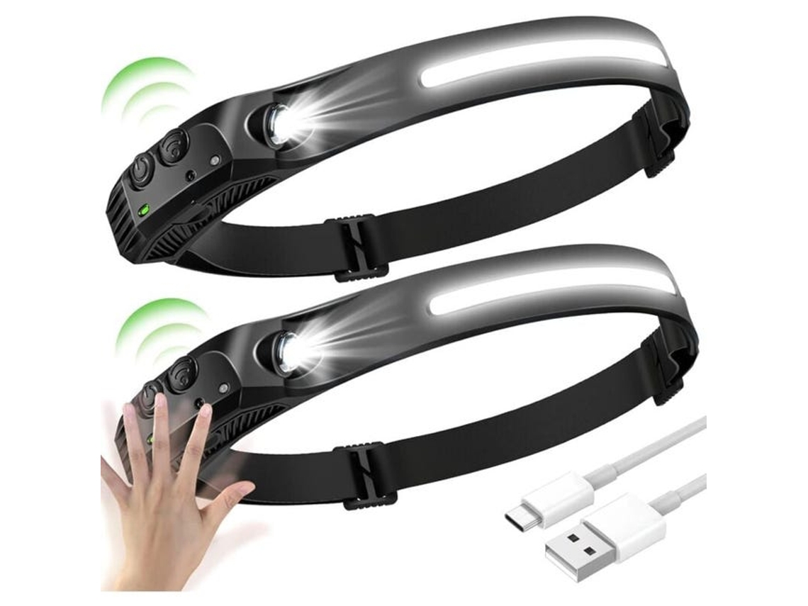 Lanterna De Cabeça Led Cob Xpe Recarregável Usb Com Sensor