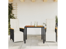 Vidaxl 3 Pcs Conjunto Bistrô de Jardim C/ Almofadões Vime Pe Preto