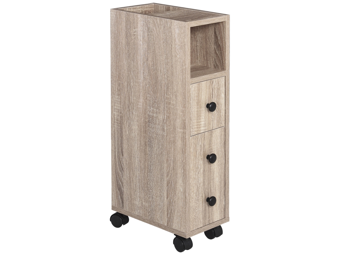 Armário de Banheiro Melamina de Madeira Cor Cor de Madeira Natural 18x30x68,5 cm Kleankin