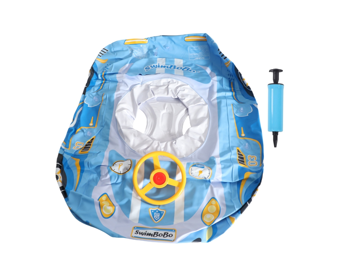 Flutuador Piscina Infantil Azul com Sombreamento e Buzina