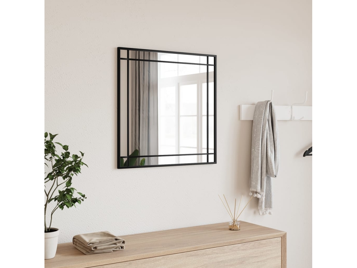 Vidaxl Espelho De Parede Quadrado 60x60 Cm Ferro Preto
