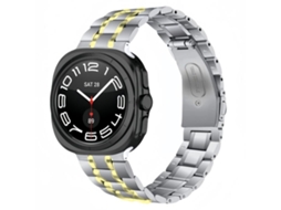 Bracelete Para Samsung Galaxy Watch 8 / Watch 8 Classic - Aço Inoxidável Cinco Contas - Prata E Dourada
