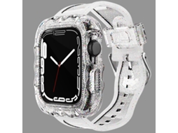 Bracelete de relógio com capa integrada TPU para Apple Watch série 8 e 7 41 mm/SE 2 e 6 e SE e 5 e 4 40 mm/3 e 2 e 1 38 mm (brilho transparente)