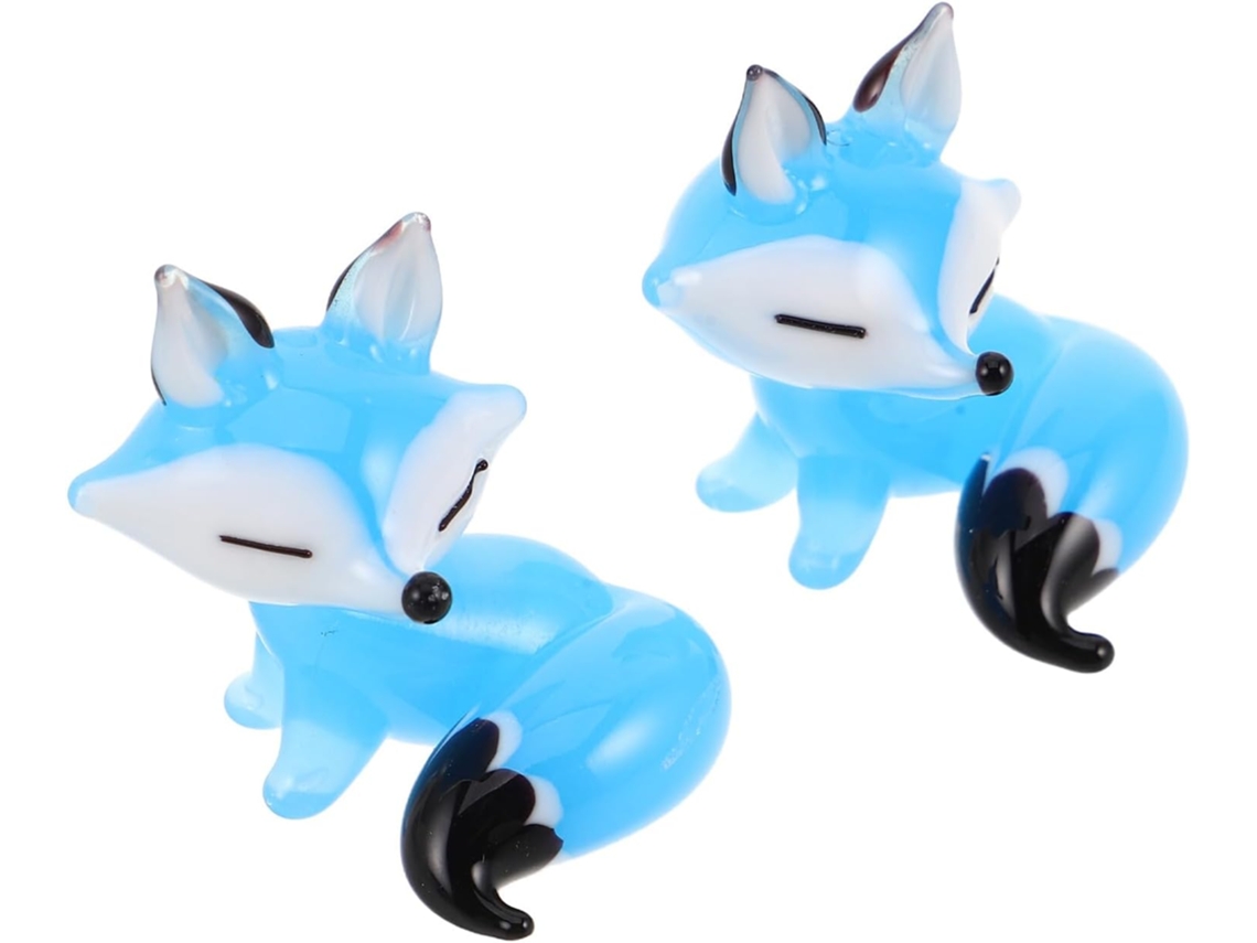 Conjunto 2 Estatuetas Raposa Vidro Design Moderno Desenho Animado Decoração Escritório Ocasiões Especiais GOKOCO