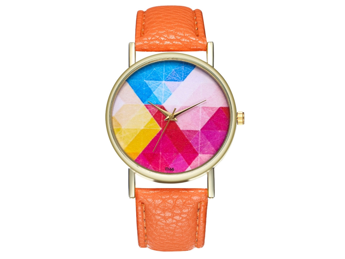 Reloj Casual De Moda Unisex De Cuarzo Con Correa De Cuero Zhoulianfa Naranja