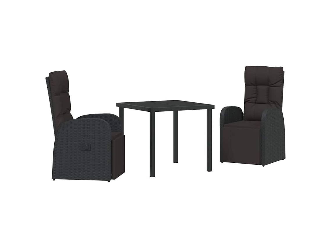 Maison Exclusive - Conjunto De Jantar Para Jardim Com Almofada 3 Pcs Preto Vime Pe