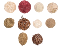 Conjunto de 10 Bolas de Corda GOKOCO Natural Trançadas à Mão, Decoração Rústica para Ambientes Internos (sem dimensões)
