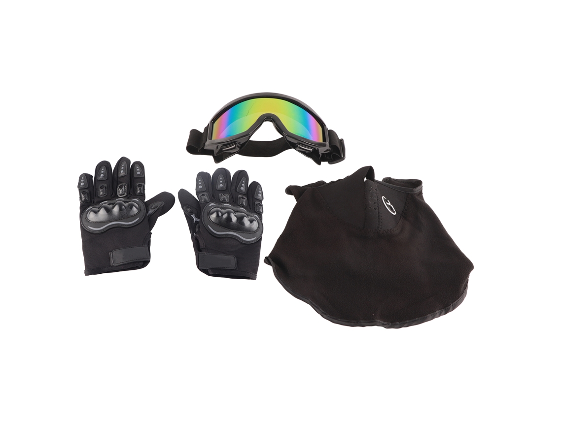 Capacete integral Altiro 2026 para motocross e mountain bike com óculos de proteção, luvas e protetor facial.
