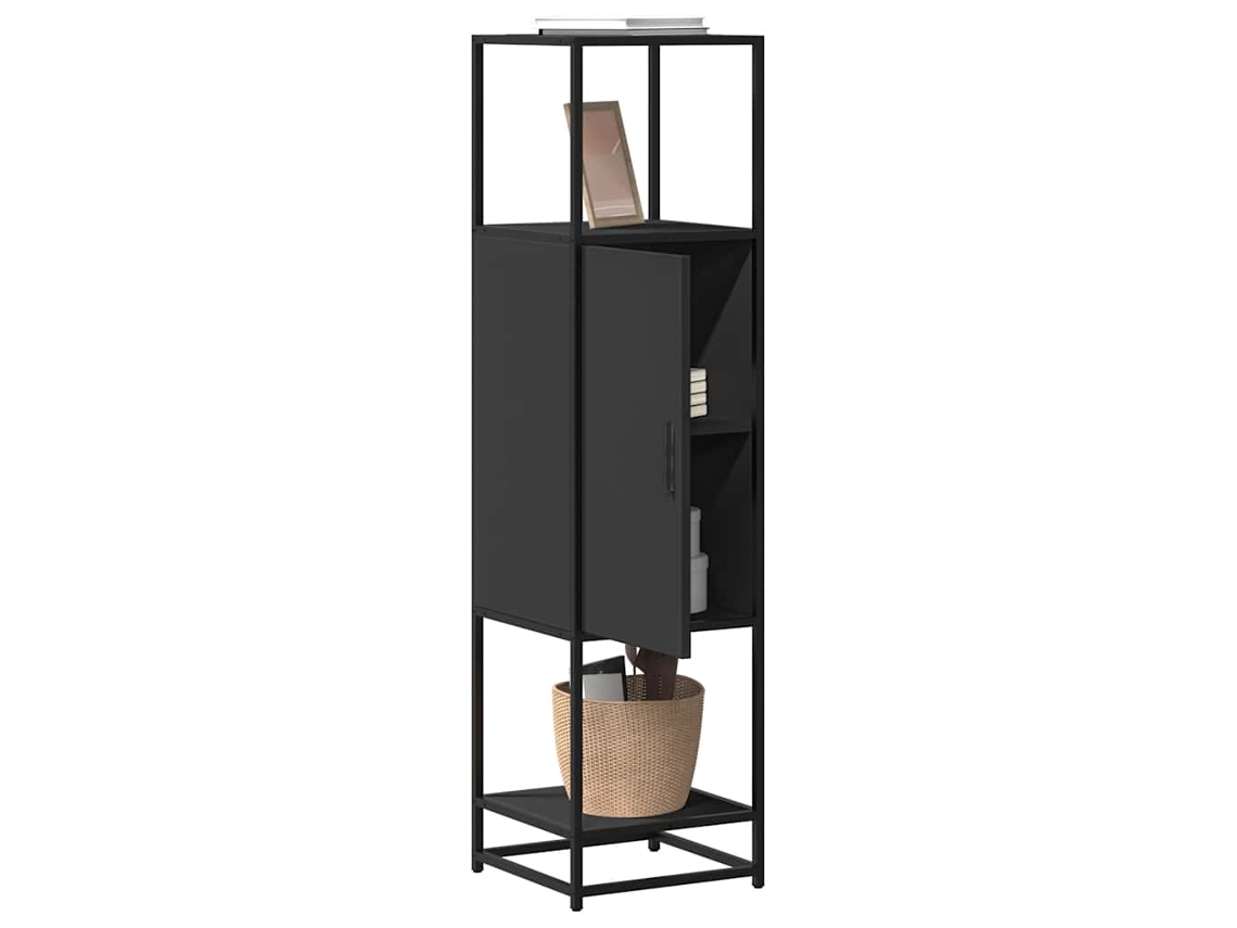 Armario alto 35,5x35x139 cm Derivados de madera y metal Negro
