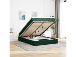 Vidaxl Estrutura De Cama Otomana Com Colchão 140x200 Cm Verde Escuro