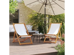 Vidaxl Cadeiras De Praia Dobráveis 2 Pcs Tecido Branco Nata