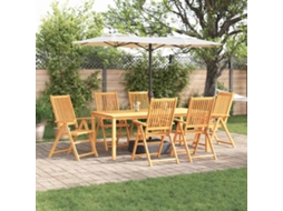 Vidaxl Conjunto De Jantar Para Jardim 7 Unid. Castanho