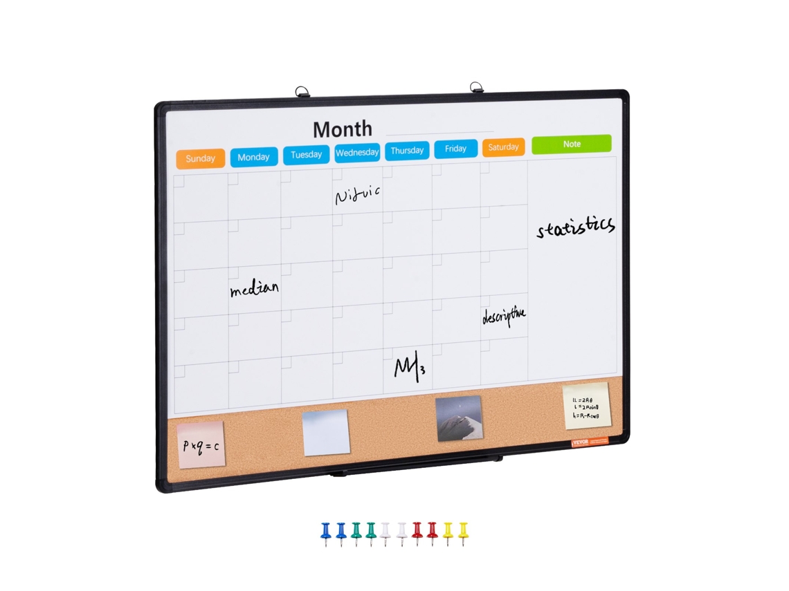 36 X 24Polegada Calendário Mensal Quadro Branco e Placa de Cortiça Combo com Moldura de Alumínio VEVOR