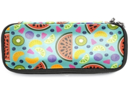 Estojo grande com estampa de frutas frescas, organizador de maquiagem, ideal para escola, mesa, adultos e crianças.