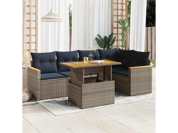 Vidaxl 6 Pcs Conjunto Sofás De Jardim Com Almofadões Vime Cinzento