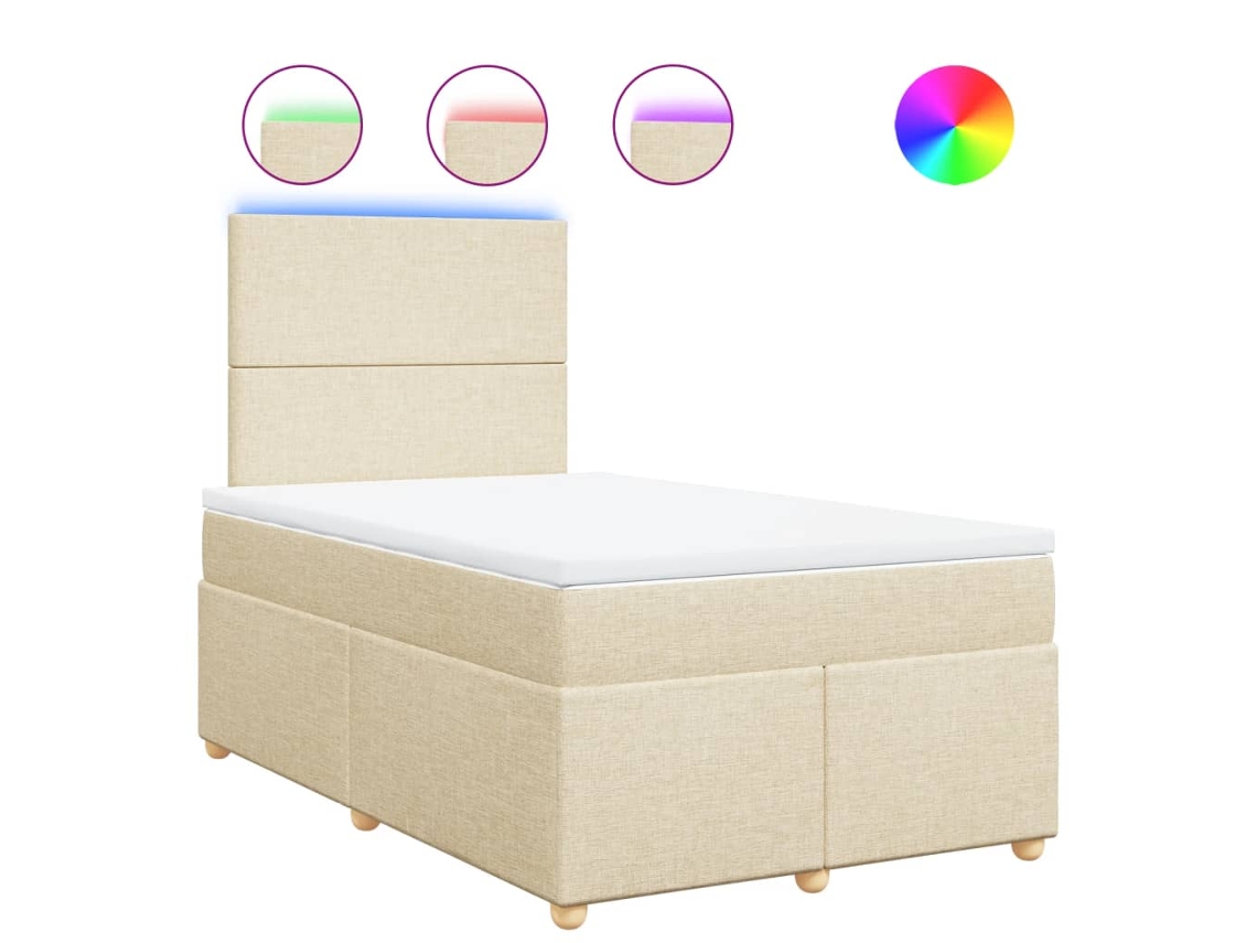 Cama com Molas/colchão 120x200 Cm Tecido Cor Creme MAISON EXCLUSIVE