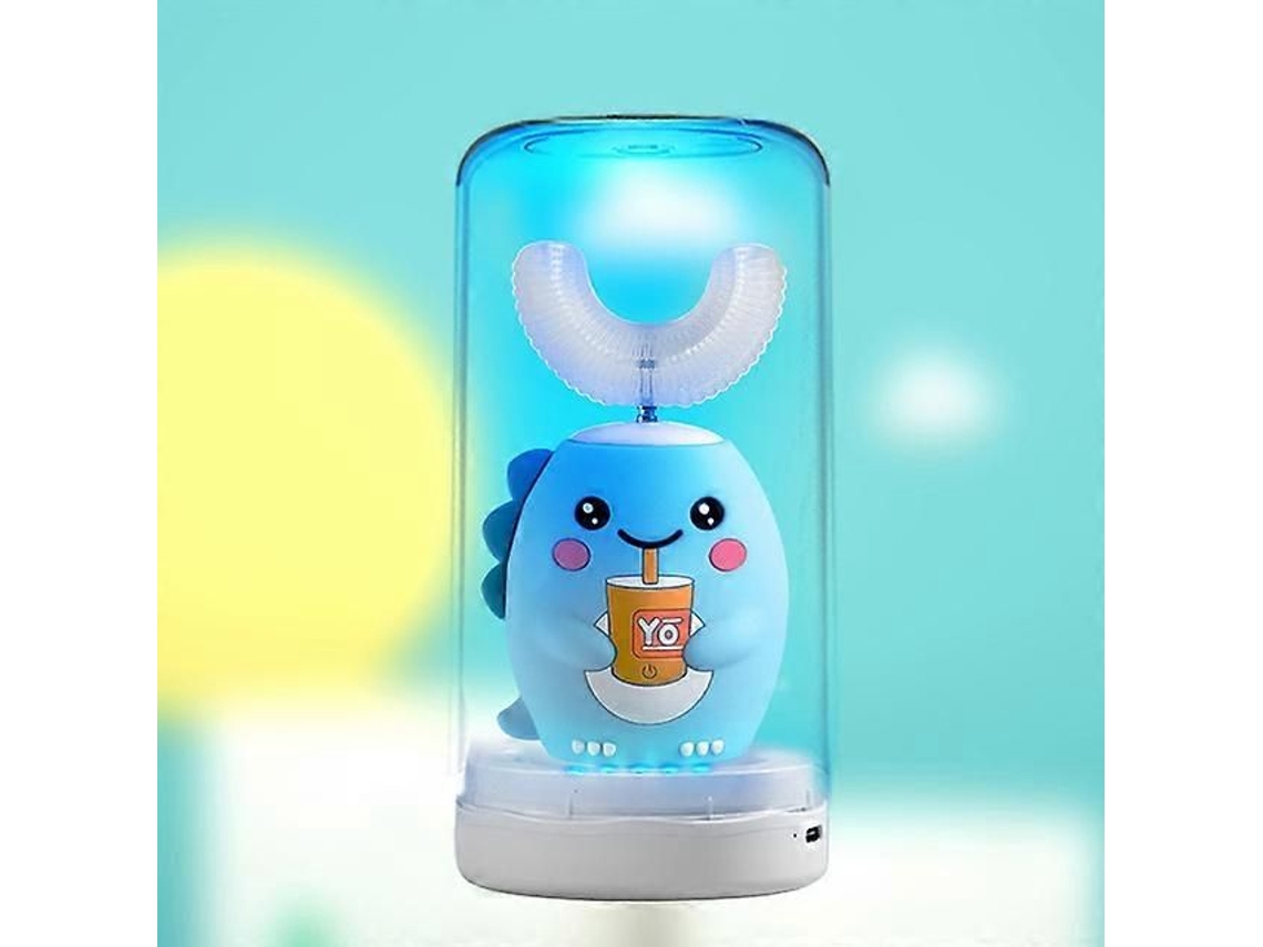 Escova de Dentes Elétrica Inteligente para Crianças em Formato U com Movimento Sônico 360 ​​graus, Feita Sili Cone e Estampa Desen GOKOCO