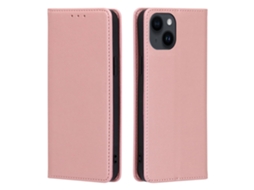 Capa Textura Gémeo Para Iphone 15 Pele Sintética Magnética Rosa