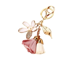 2026 llavero de Flor Daisy Con Pedreria Y Borla Hoja para Mujer Cartera Bolso Colgante Charm